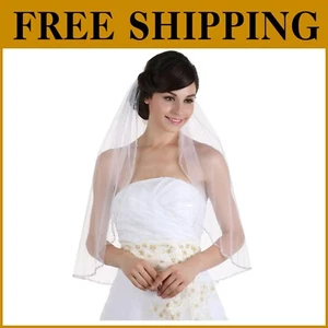 Luxurious 30" Elbow Length Bridal Veil - Pearls, Crystals & Hand-Sewn Elegance - Picture 1 of 10