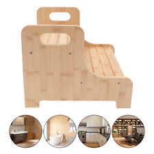 Durable Bamboo Step Stool for Kitchen & Bathroom- Kids Toddlers Adults Friendly