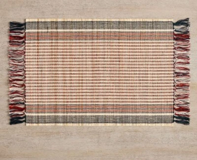 Pottery Barn Red, White & Blue Bamboo Striped Placemats Set of 4 Patriotic NEW - Image 1 of 4