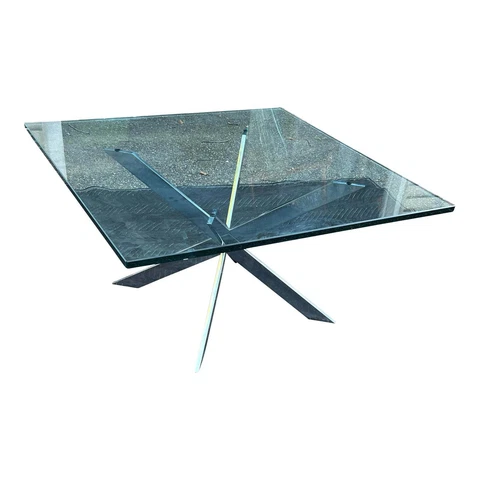 Vintage Mid 20th Century Tri-Mark Steel or Chrome Glass Jax Coffee Table Base Cover