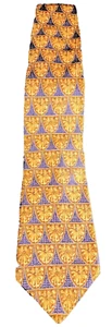 Vintage einzigartige blaue goldene Herrenkrawatte Marke Elizabeth Neil Design 100 % importierte Seidenkrawatte - Bild 1 von 4