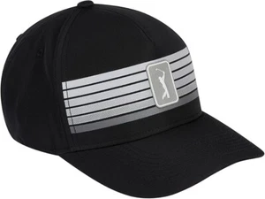 Golf Hat Cap PGA Tour Pro Series Black Gray Stripes Reflective Logo Adjustable - Picture 1 of 4