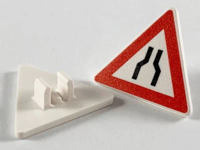 Lego Street Sign Lane Merge Triangle Road Highway Plaque City Worker Stand Print - Image 1 of 2