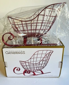 "Cesta de alambre trineo de Navidad Godinger Gatherings metal rojo nueva en caja 12"" L" - Imagen 1 de 12