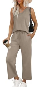 Women's Summer Lounge Sets Comfy 2 Piece Business Casual Outfits - Picture 1 of 6
