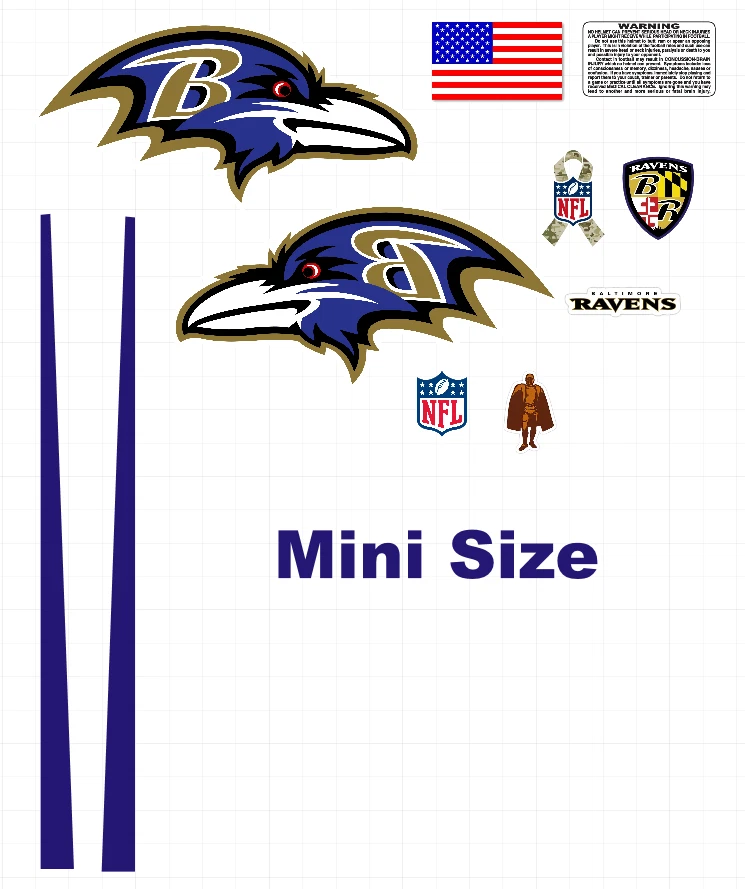 Casco de fútbol americano Like Baltimore Ravens 8 mil vinilo convexo Gear wrap Mini Foto 1 de 1