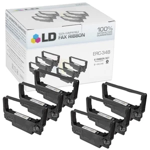 LD 6-pak ERC-34B Czarne taśmy do Epson ERC-24 TM-U220A TM-U220B TM-U220D - Zdjęcie 1 z 9