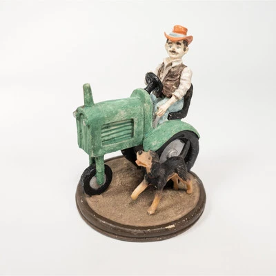 Vintage 1994 PIL Man On A Tractor w/ Dog Porcelain Figurine Farmhouse Decor  - Image 1 of 4