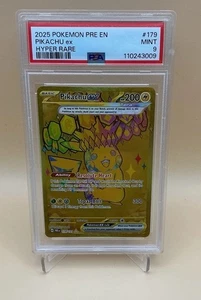 2025 Pokemon PRE EN Hyper Rare #179 Pikachu ex PSA 9 MINT - Picture 1 of 2