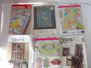 Lot of 6 Sewing Patterns Quilts, blankets purses bags pillows kitchen mix Vtg - Picture 1 of 4