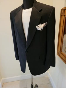 TOM JAMES 42-43 R BLACK ONE BUTTON TUXEDO JACKET-NOTCH LAPELS-4 BUTN CUFFS-L 31" - Picture 1 of 17
