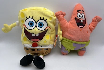 Ty SpongeBob Best Day Ever Beanie Baby 2014 & Patrick Star 2013 批量 2 件 — 第 1/4 张图片