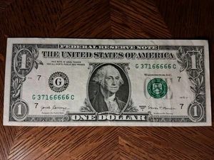 1 $ Dollar vz 2017 Fancy Serial Sixes (66666) Federal Reserve Note - Bild 1 von 4