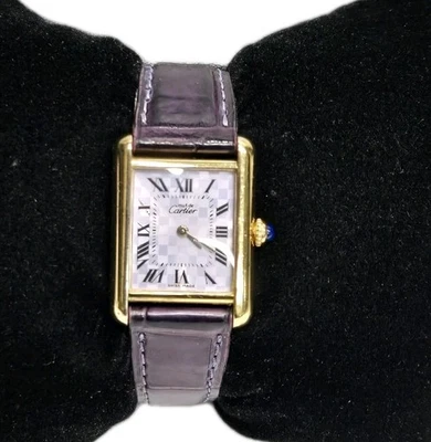 Cartier Must de Tank 2415 Watch Swiss Quartz Silver .925 Gold Plated 22x30mm - Image 1 of 4