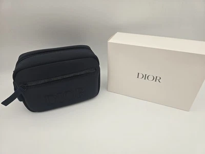 Dior marsupio blu scuro porta toilette da viaggio due cerniere con scatola