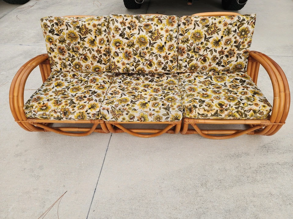 Sofá vintage de mimbre/bambú Foto 1 de 4