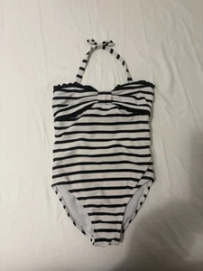 Janie and Jack Swimsuit Girls 4T Black White Stripes One Piece Tank - Picture 1 of 6