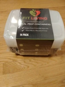 14pk 3 Compartment Meal Prep Plastic Micro/Dshwshr Safe Food Storage Containers - Picture 1 of 3