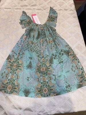 Vestido Seafolly Verde Azulado Mini Me Filk Flora Multi Volantes Niñas Talla 3 Nuevo con Etiquetas Foto 1 de 4