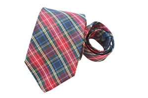LANDS' END MEN'S TIE RED/PLAIDS & CHECKS Width: 3.7/8" Length: 57" - Picture 1 of 3