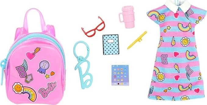Barbie Doll Fashion Pack Deluxe Bag with School Outfit HJT44 Mattel