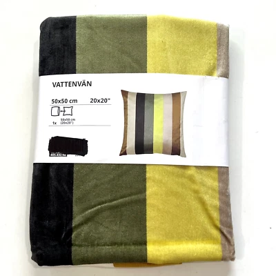 Funda Cojín Almohada Ikea VATTENVAN 20" X 20" Terciopelo, Multicolor Beige/Rayas Foto 1 de 4