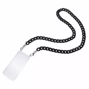 Lange Handykette in Schwarz, Chunky Gliederkette mit matter Oberfläche - Bild 1 von 1