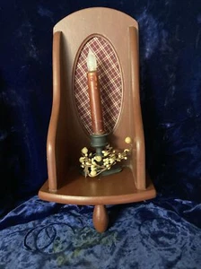 VINTAGE WOODEN CANDLE SCONCE with Candle & Holder - Bild 1 von 4