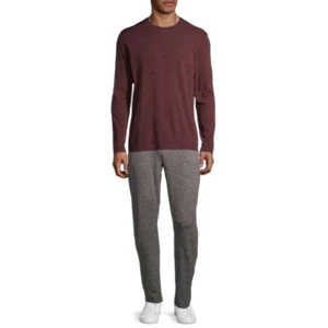 Athletic Works Men's Peached Jersey Joggers, Rich Black Heather, Medium (3 2-34) - Picture 1 of 6