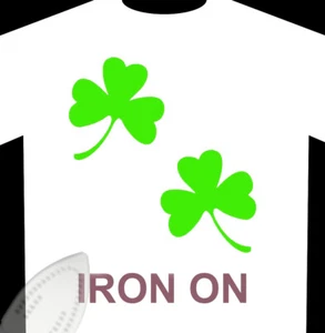 3 Leaf Shamrock Iron-On - 2 Pack Fabric HTV Heat Transfer Decals - Picture 1 of 6