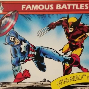 1990 MARVEL COMICS CARD # 115  FAMOUS BATTLES CAPTAIN AMERICA VS WOLVERINE - Picture 1 of 10