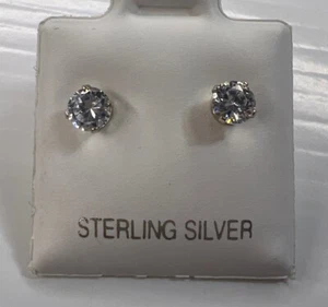 NUEVO ALR 925 Pendientes de Plata de Ley Redondos Circonita Cúbica Solitario Poste Tachuelas - Imagen 1 de 9