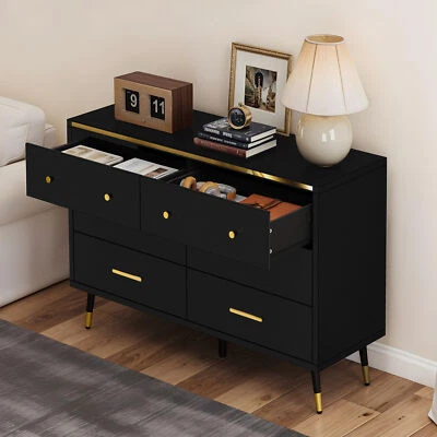 Cômoda com 6 gavetas para casa quarto alto cômoda organizador torre de armazenamento - Imagem 1 de 4