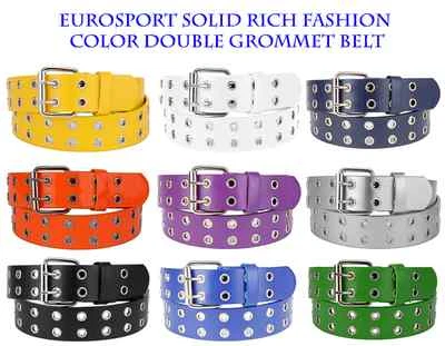 Hot Trend! Eurosport Solid Rich Fashion Color Double Grommet Belt - BW9915 - Image 1 of 2