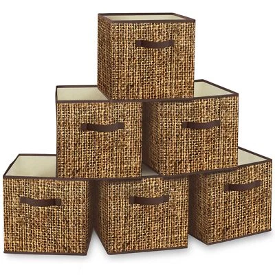 12x12 Cube Storage Bins Fabric Cubby Bins With Dual Handles Collapsible Storage  - Image 1 of 4