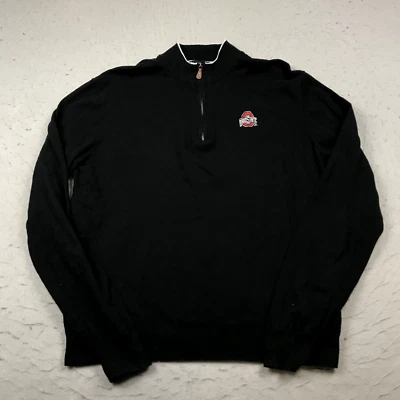 Suéter masculino Ohio State Buckeyes pequeno preto Johnnie O 1/4 quarto zíper malha NCAA - Imagem 1 de 4