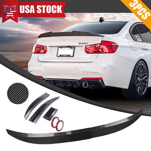 Universal 53" Sedan Adjustable Carbon Fiber Style Rear Trunk Wing Racing Spoiler - Picture 1 of 12