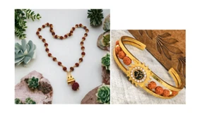 Set medaglione e bracciale Kada Lord Shiva ottone Shakti Kavach Rudraksha Trishul Damru - Foto 1 di 8