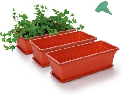 3 FIORIERE VASO BALCONETTA RETTANGOLARE PORTA PIANTE FIORI ARREDO GIARDINO PATIO - Immagine 1 di 4