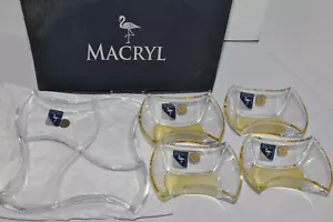MACRYL SET OF 5 SOPHIA SECTIONAL TRAY SQUARE Amber Bohemia 24% LEAD CRYSTAL - Picture 1 of 8