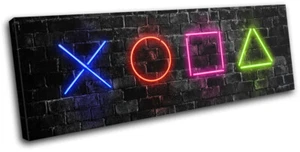 Playstation 5 Gamer Neon Urban Gaming EINZELNE LEINWAND WANDBILD Bild Druck - Bild 1 von 1