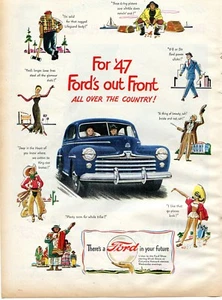 Anuncio impreso 1947 de Ford en tu futuro Ford's Out Front ¡En todo el país! - Imagen 1 de 2