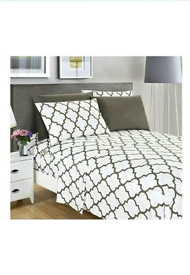 Juego de sábanas de lujo de 6 piezas estampado de cuatro hojas colección alta con bolsillos profundos... Foto 1 de 4