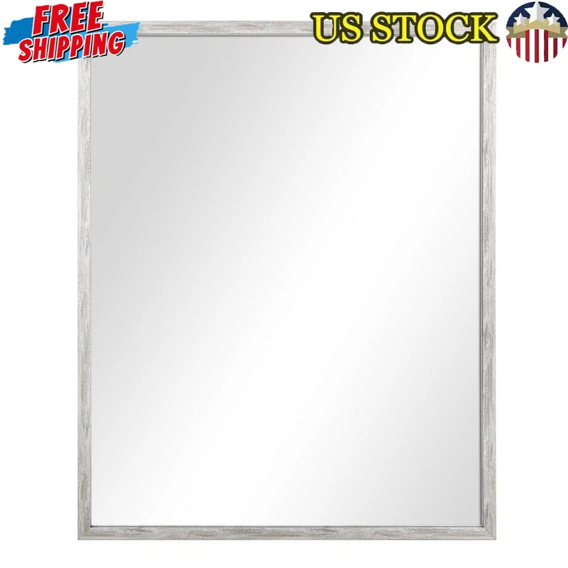 Espejo de Pared Rectangular 23x29 Diseño Moderno Decoración del Hogar con Herrajes Colgantes Nuevo Foto 1 de 4