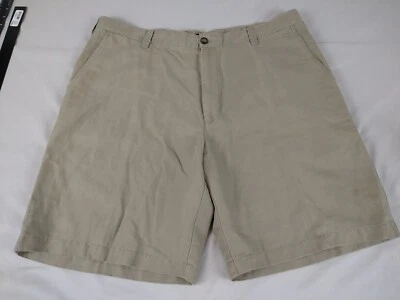 Izod Shorts Linen/Cotton Men's Olive 40 Flat Front Pockets Classic Work - Image 1 of 4