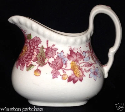 COPELAND SPODE ASTER GADROON CREAMER 4 OZ RED & BLUE FLOWERS - Image 1 of 4