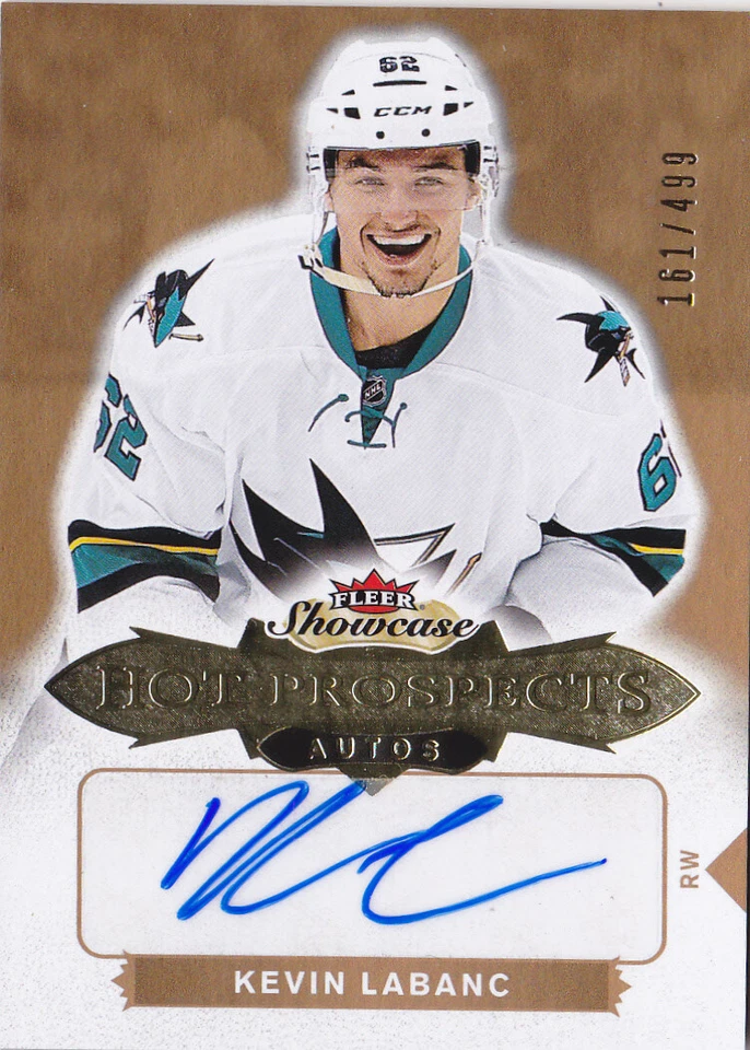 2016-17 Fleer Showcase Kevin Labanc /499 Auto Rookie Hot Prospects SJ Sharks - Image 1 of 1