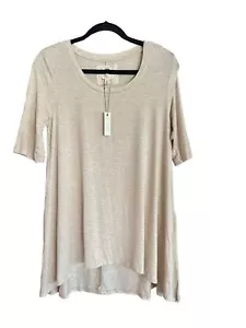 Cupio T-Shirt Short Sleeve T-Shirt Medium Beige Tan Neutral Tunic Top NWT - Picture 1 of 5