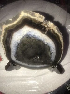 Natural Petrified Wood Agate Crystal Polished Brown Rock Slab 5.75”x5.25”x1/4” - Picture 1 of 13