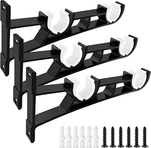 Curtain Rod Brackets, Double Curtain Rod Bracket, Heavy Duty Curtain Rod Holders - Picture 1 of 12